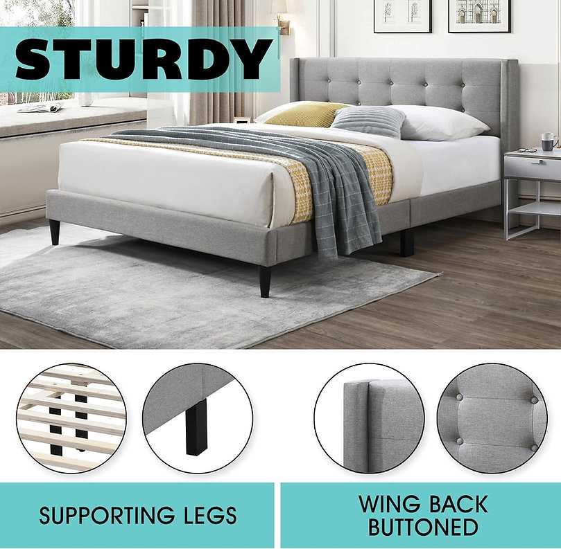 Grey Platform Fabric Bed 5270