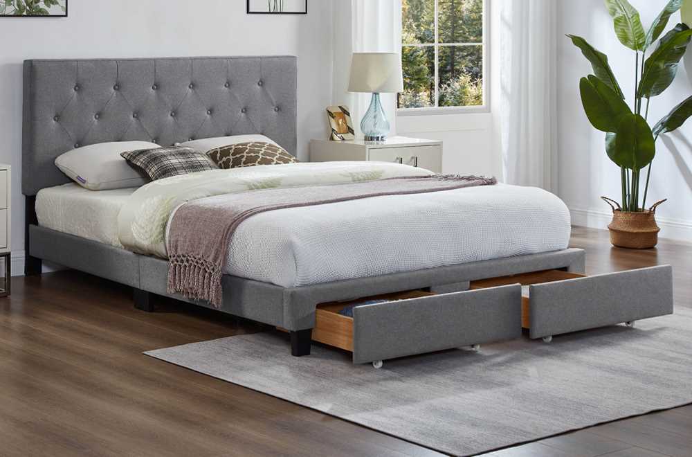 Grey Platform Storage Bed 2125