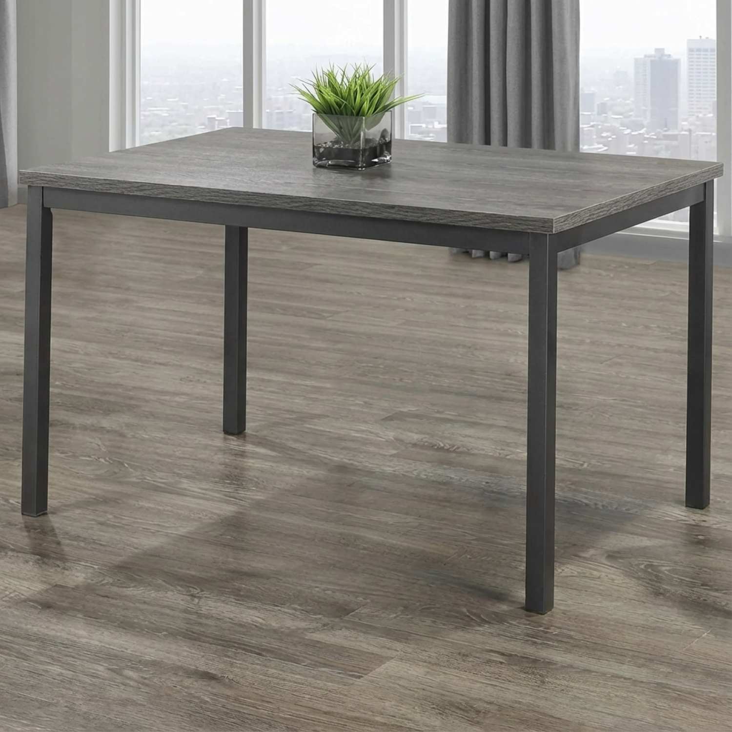 Grey Wooden Top Dining Table with Silver Metal Legs 1526