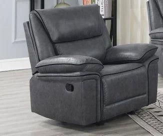 Grey Microsuede Upholstered Manual Recliner Chair 6085