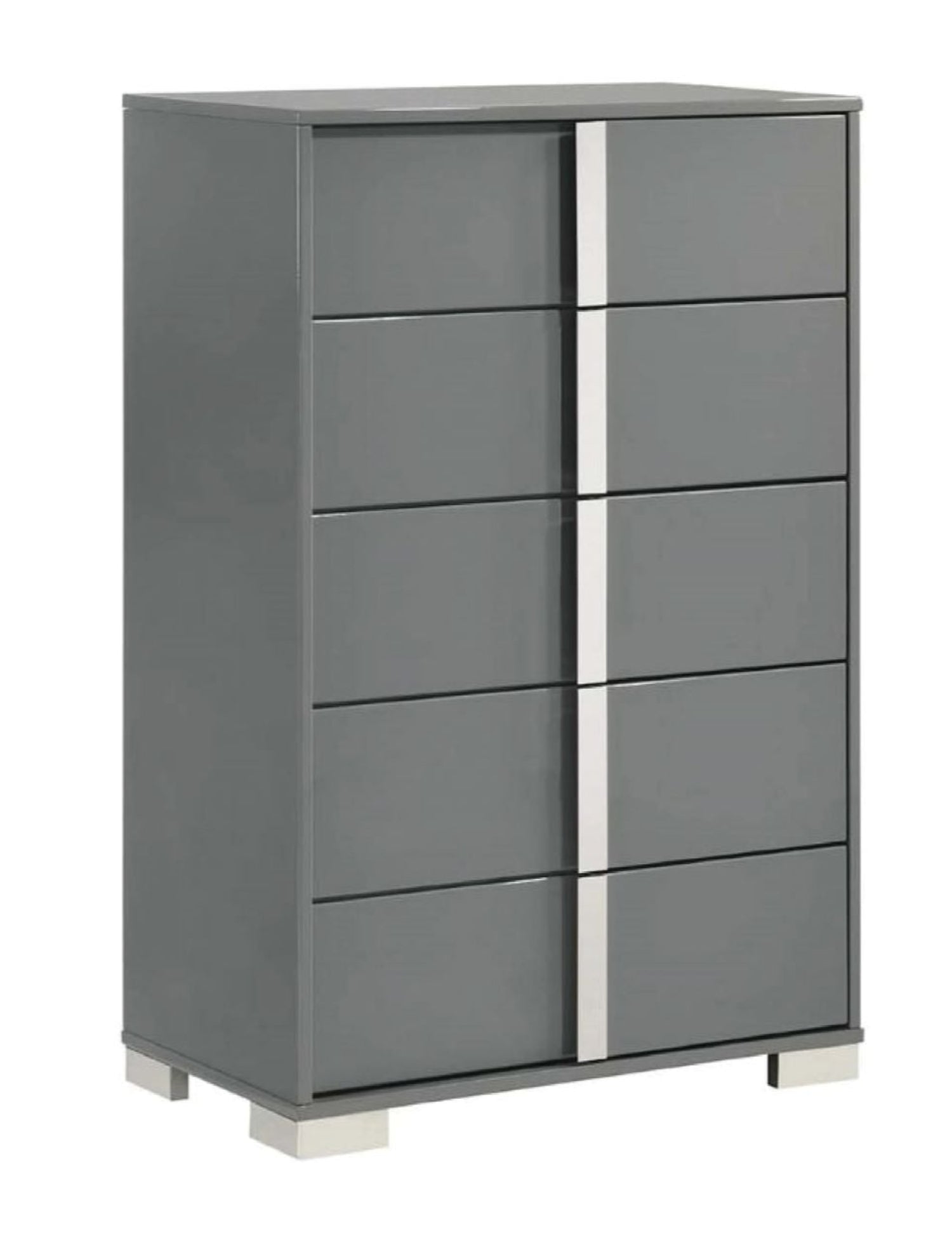 Grover High-gloss Grey Bedroom Set with LED Headboard 1771