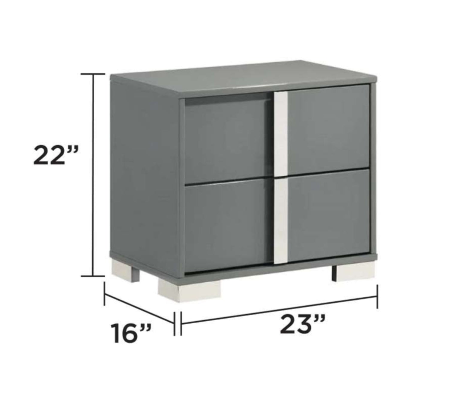Grover High-gloss Grey Bedroom Set with LED Headboard 1771