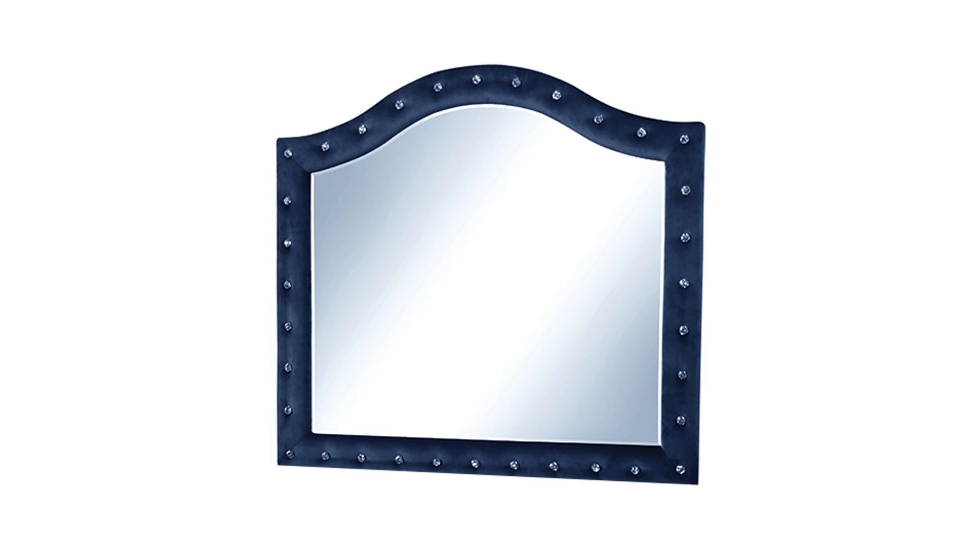 Sophia Blue Fabric 6PC Bedroom Set With Diamond Tufted Headboard B1181