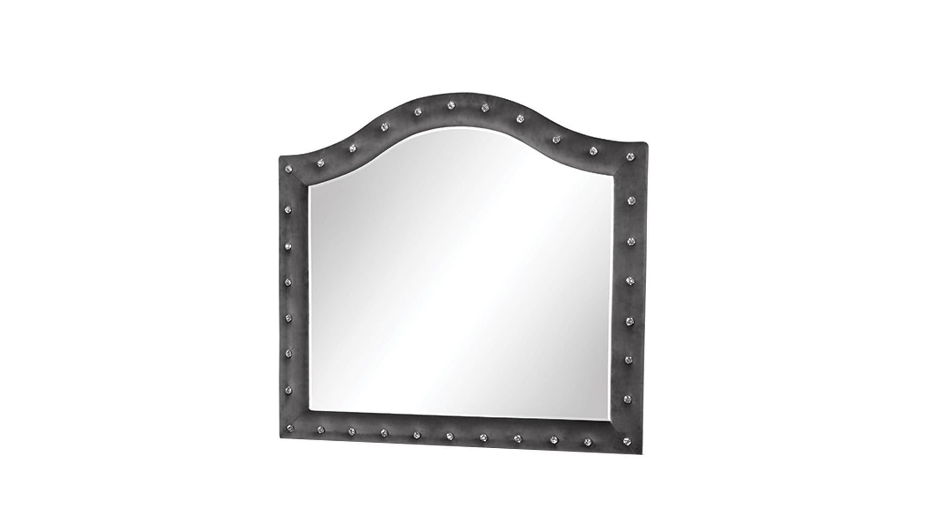 Sophia Grey Fabric 6PC Bedroom Set With Diamond Tufted Headboard B1181