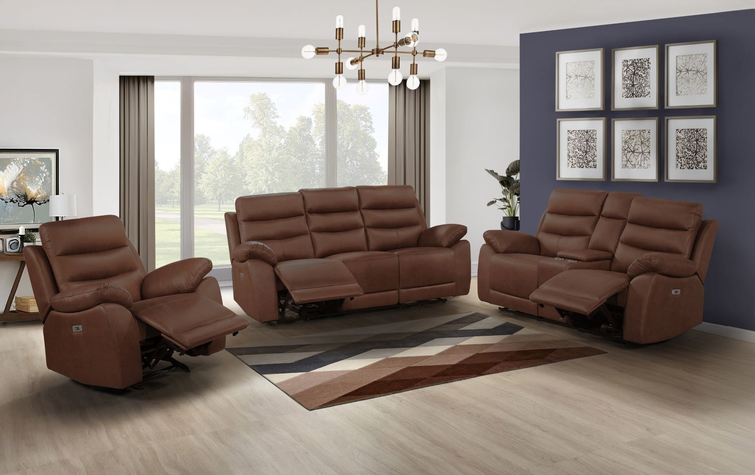 Hammond Brown Soft Polished Microfiber Fabric Power Recliner Set 99090