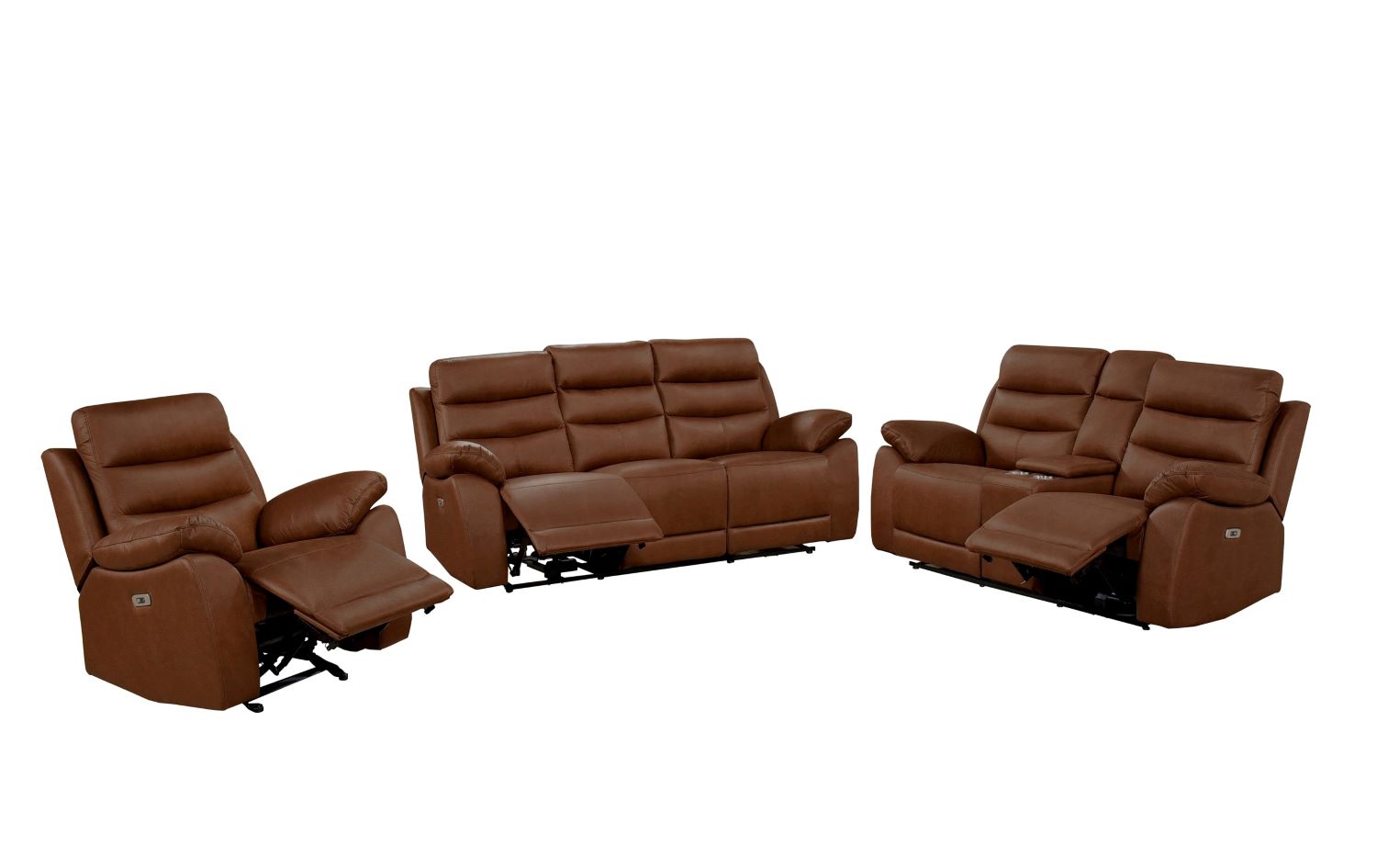 Hammond Brown Soft Polished Microfiber Fabric Power Recliner Set 99090