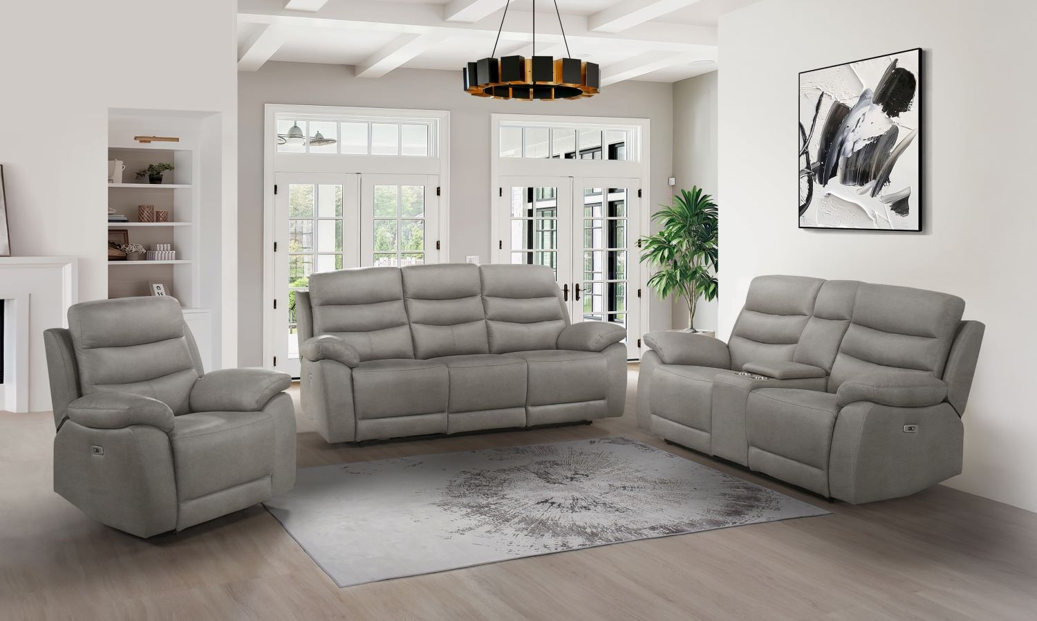 Hammond Grey Soft Polished Microfiber Fabric Power Recliner Set 99090