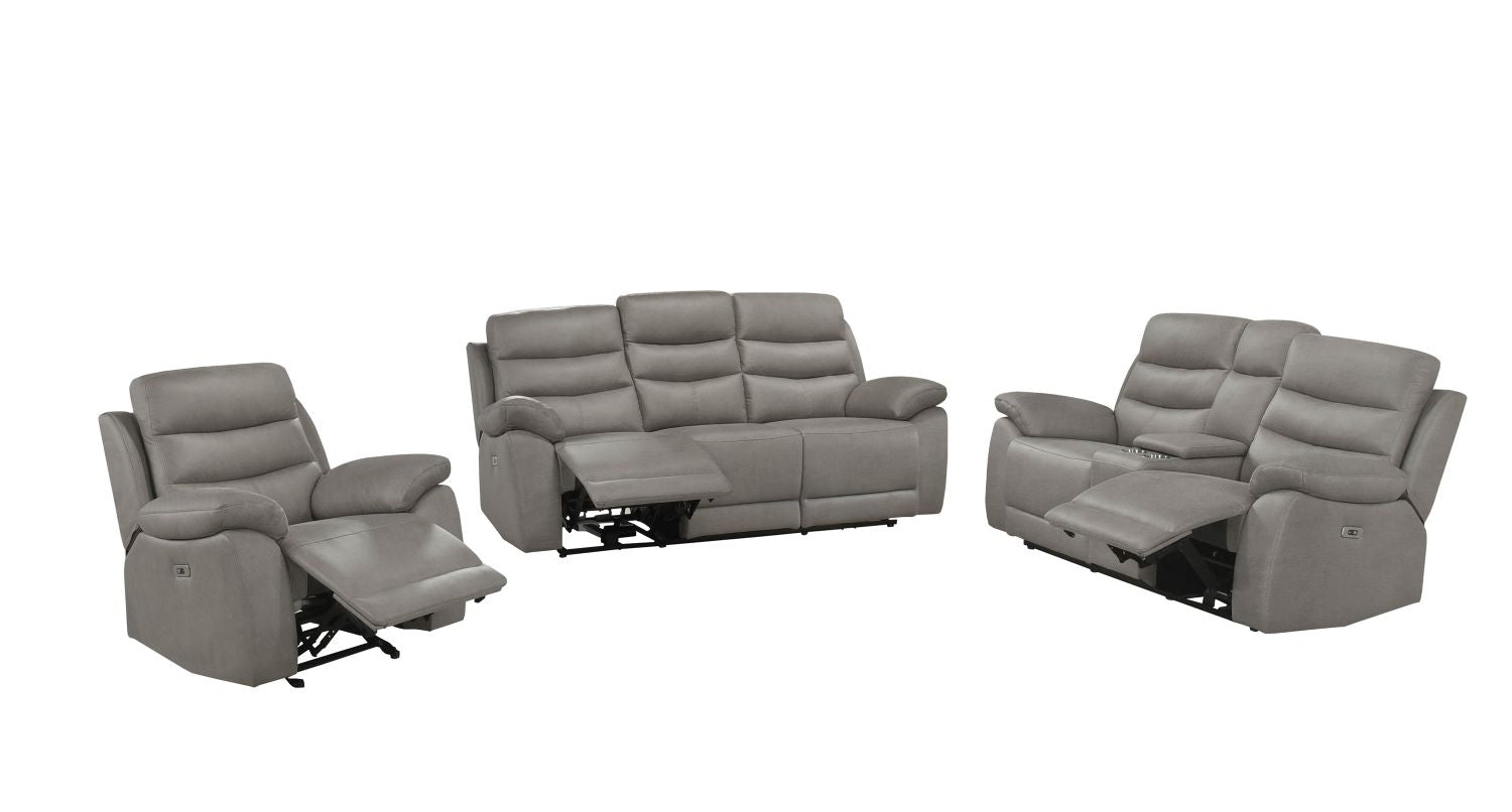 Hammond Grey Soft Polished Microfiber Fabric Power Recliner Set 99090