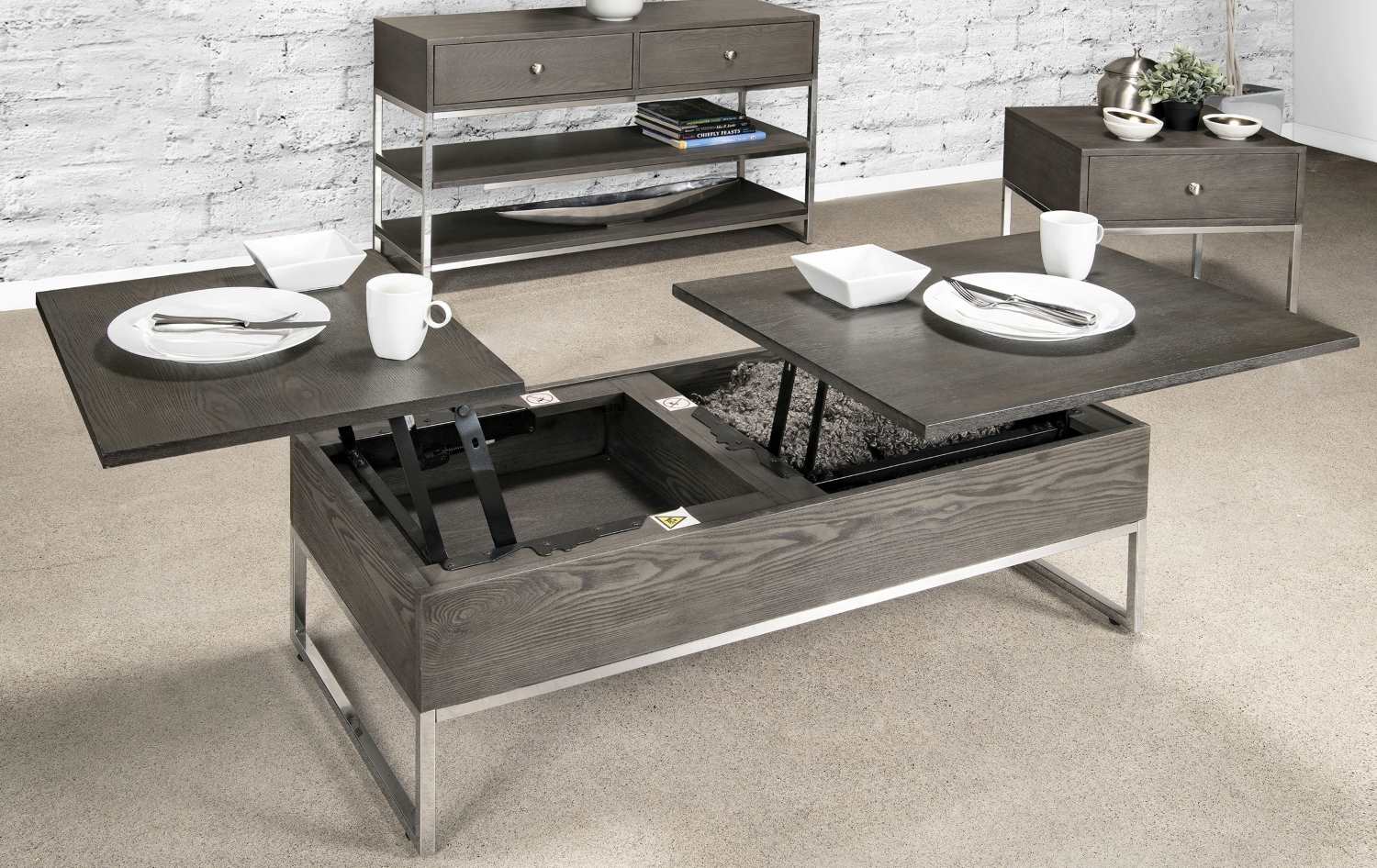 Harmony Dual Lift Top Coffee Table Grey 3510