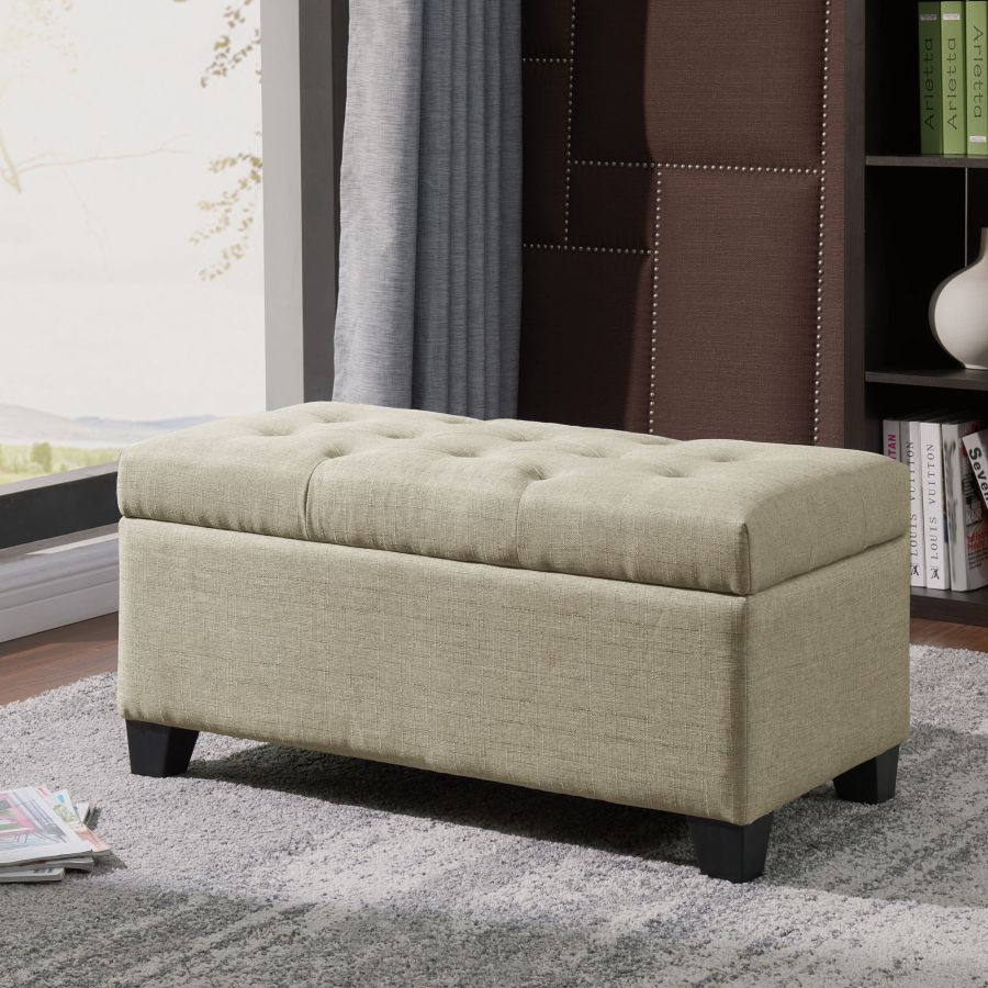 Harper Rectangular Storage Ottoman Bench in Beige 402-503