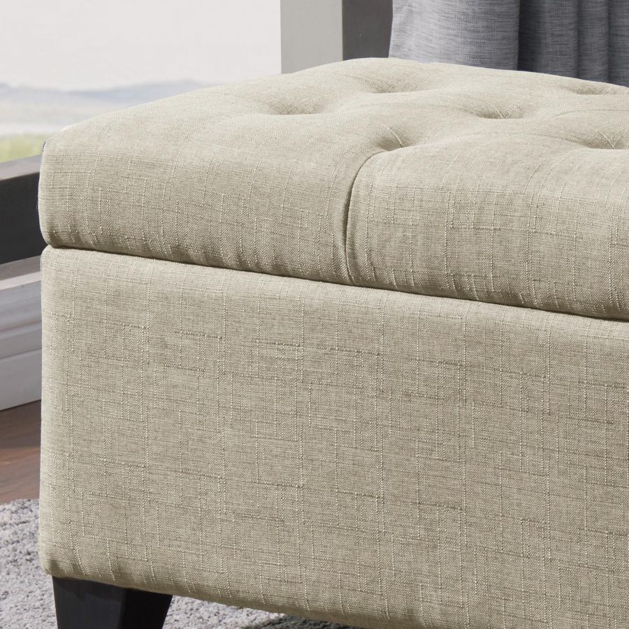 Harper Rectangular Storage Ottoman Bench in Beige 402-503
