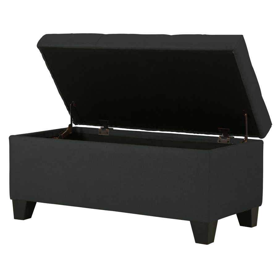 Harper Rectangular Storage Ottoman Bench in Charcoal 402-503