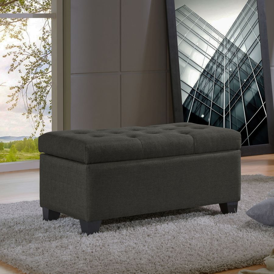 Harper Rectangular Storage Ottoman Bench in Charcoal 402-503