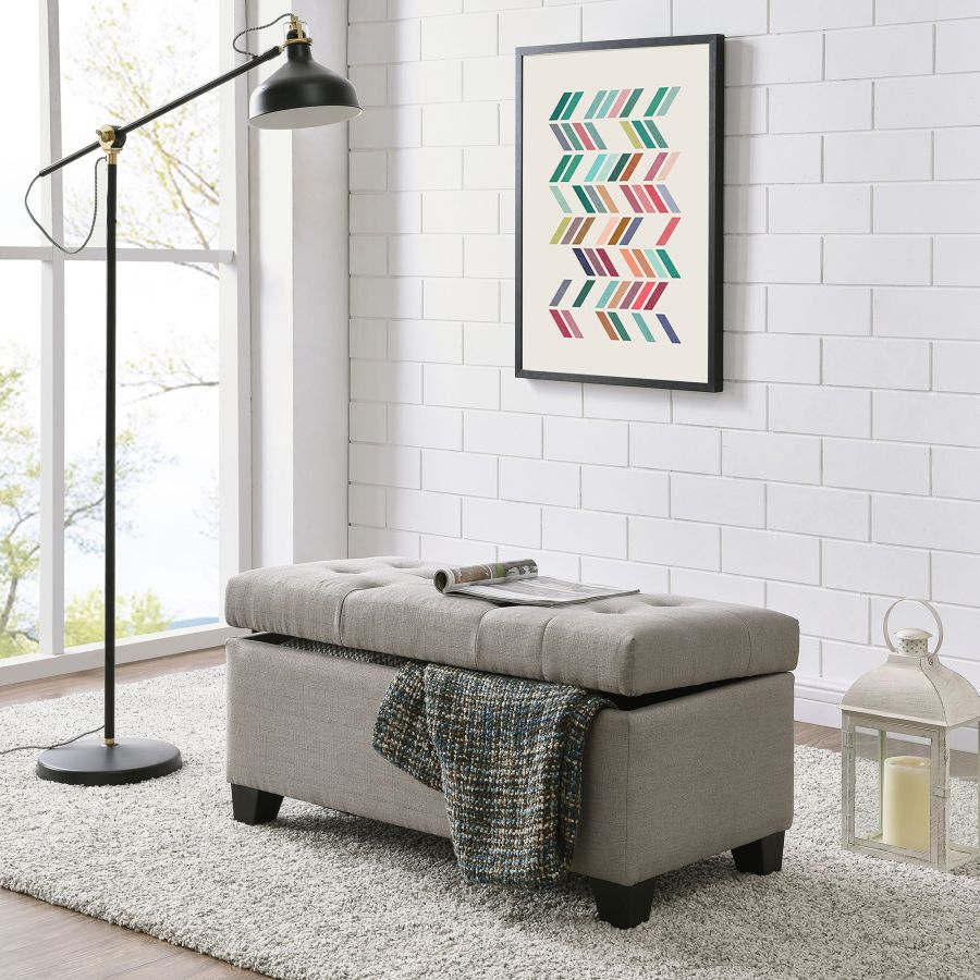 Harper Rectangular Storage Ottoman Bench in Light Grey 402-503