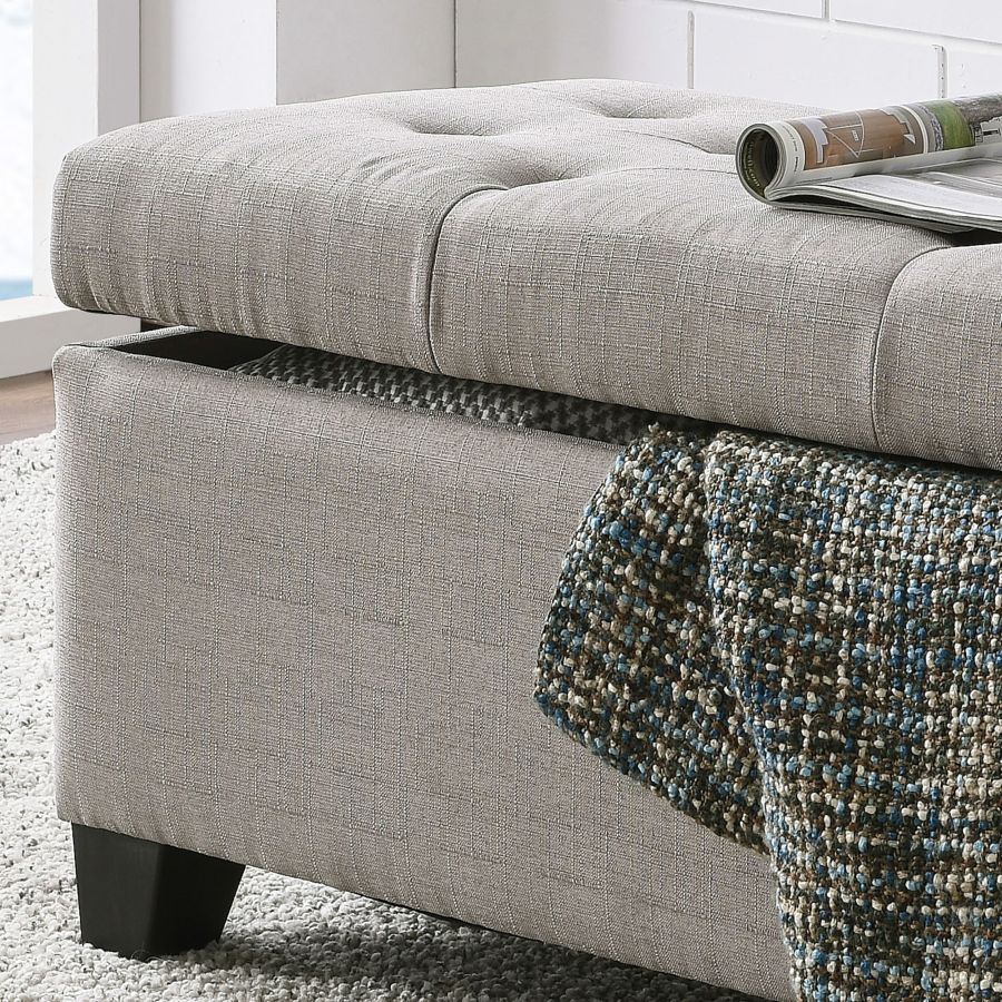 Harper Rectangular Storage Ottoman Bench in Light Grey 402-503