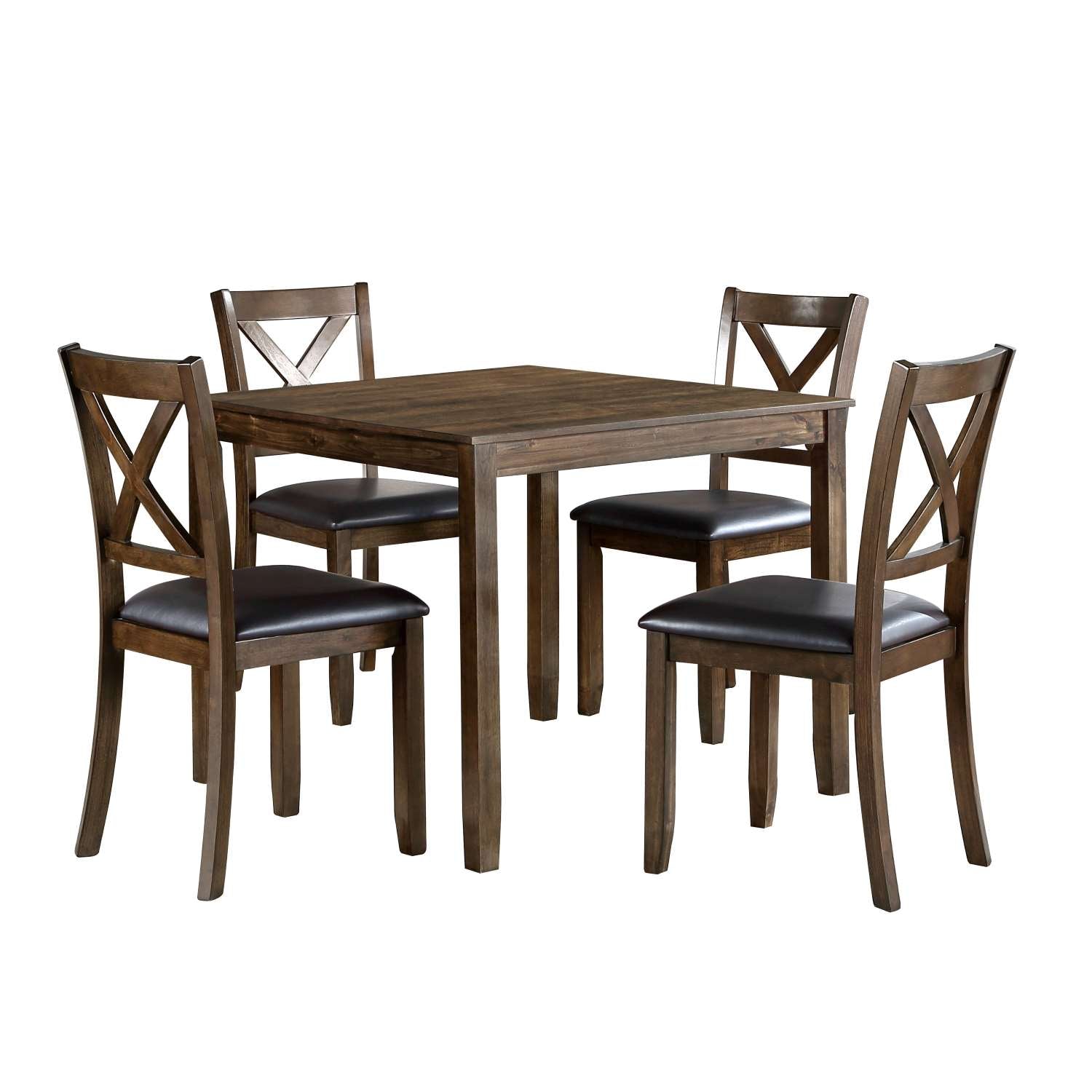 Hazel Wooden 5pc Dining Set Charcoal Brown Finish 5838