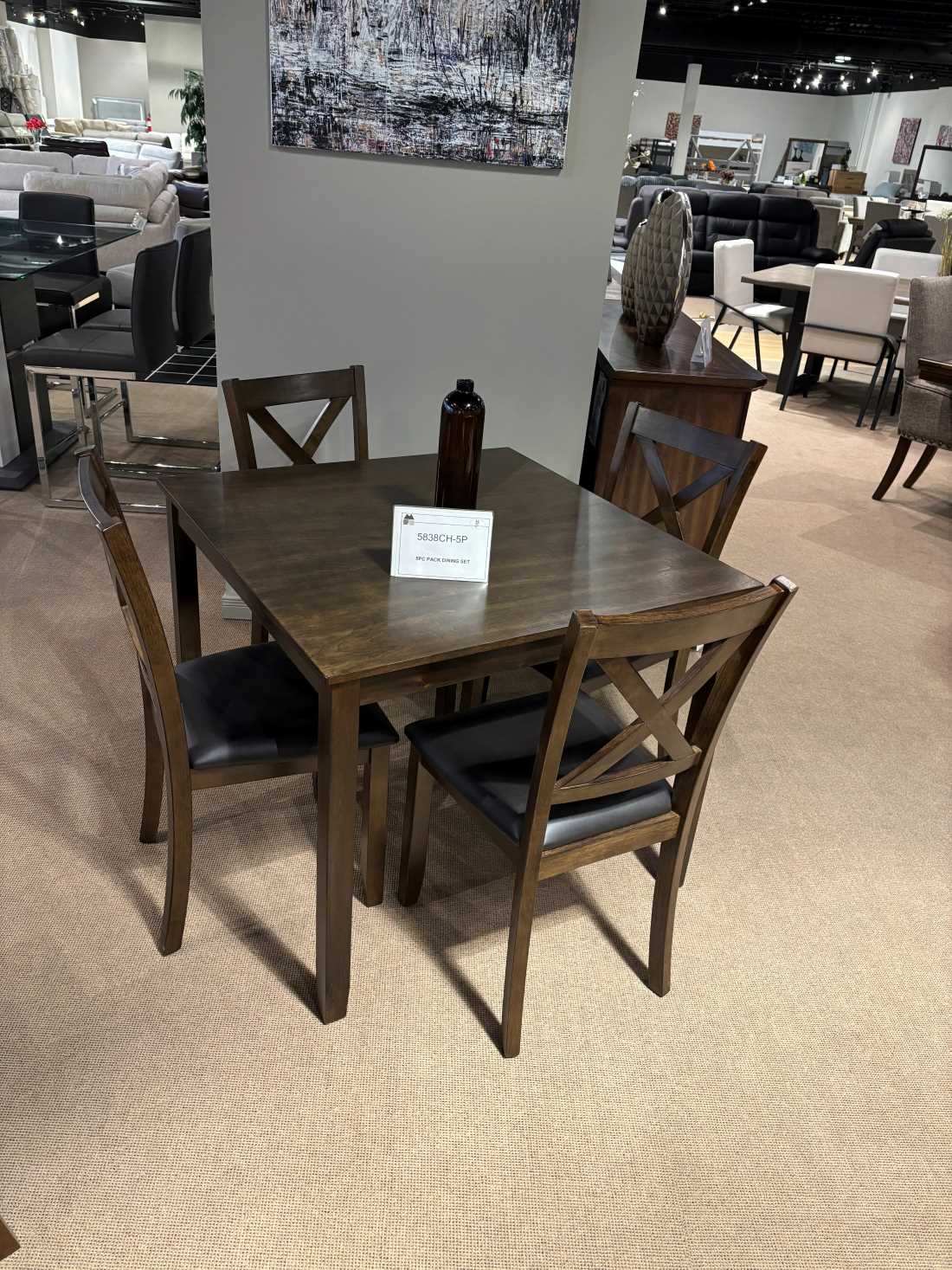 Hazel Wooden 5pc Dining Set Charcoal Brown Finish 5838