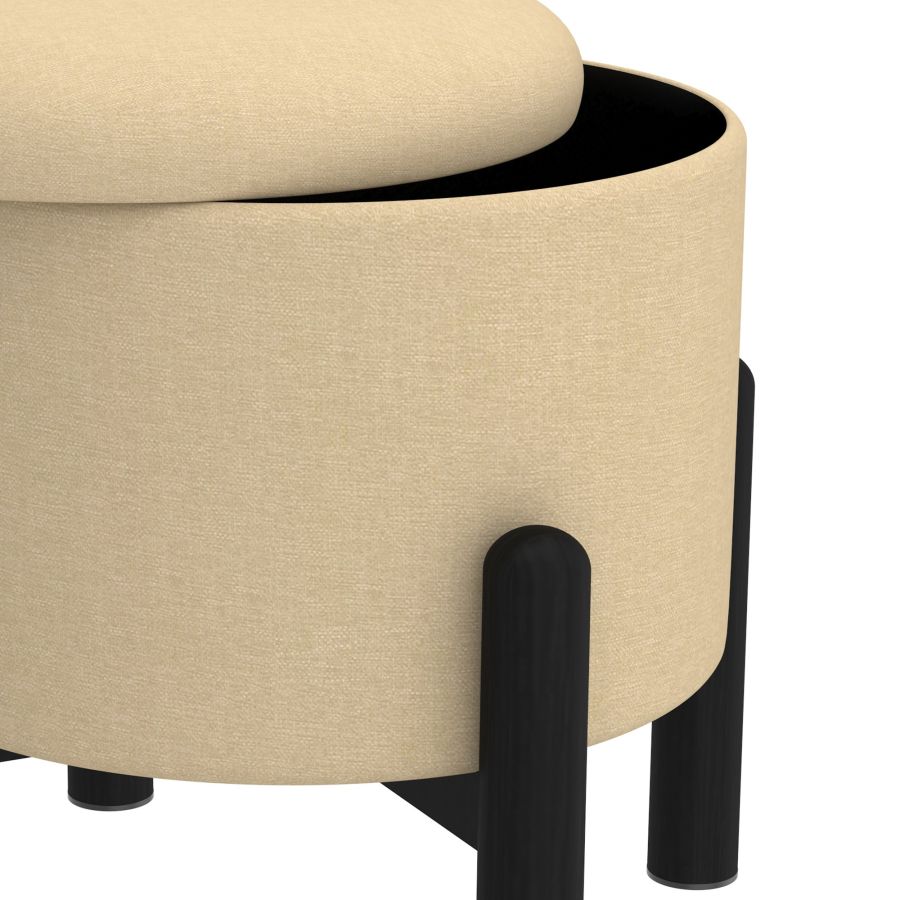 Heidi Round Storage Ottoman in Beige and Black 402-976