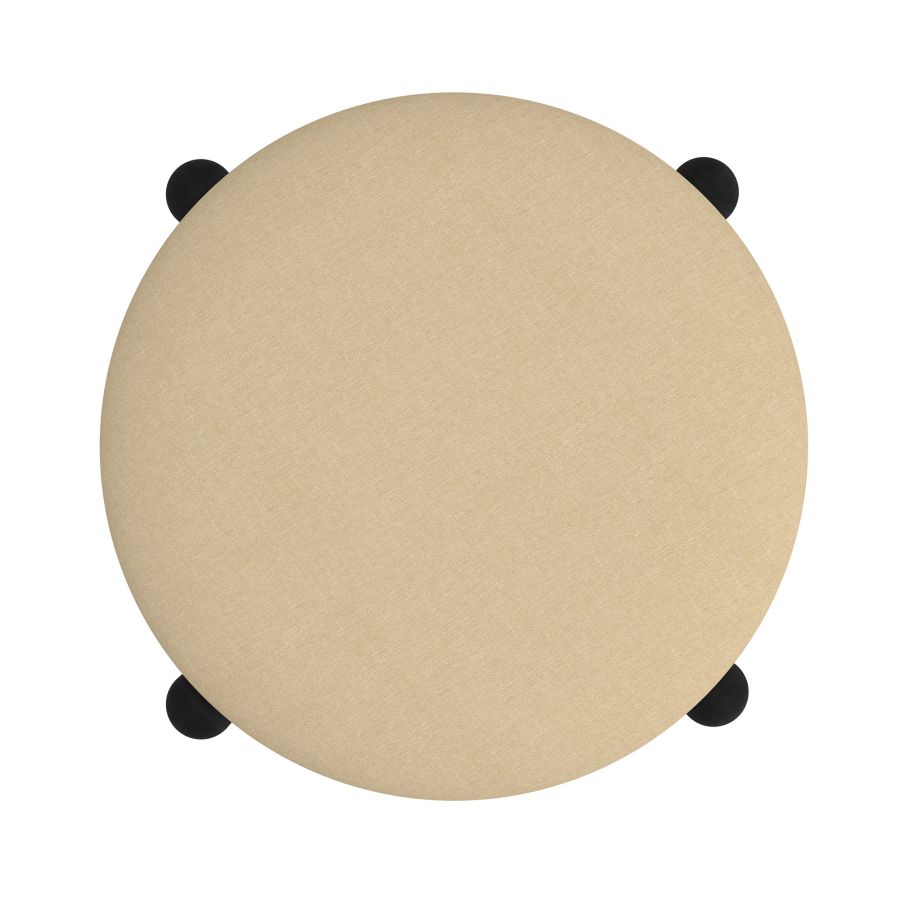 Heidi Round Storage Ottoman in Beige and Black 402-976