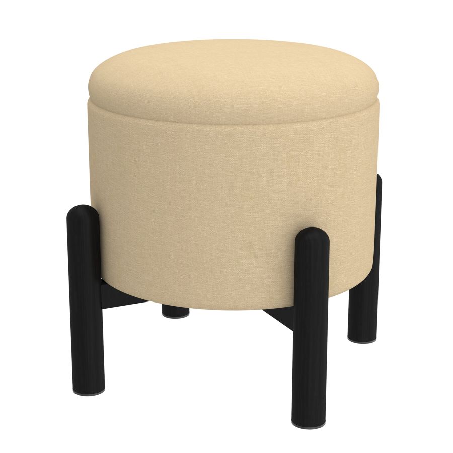 Heidi Round Storage Ottoman in Beige and Black 402-976