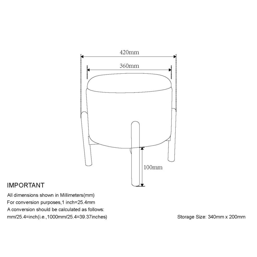 Heidi Round Storage Ottoman in Beige and Black 402-976