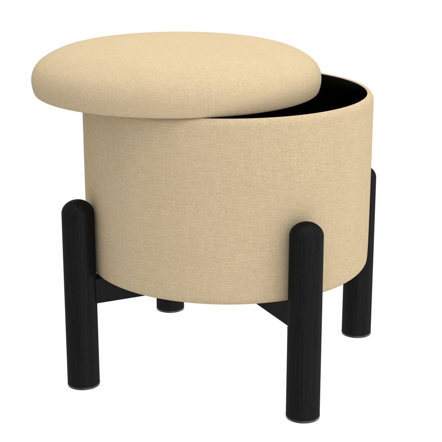 Heidi Round Storage Ottoman in Beige and Black 402-976