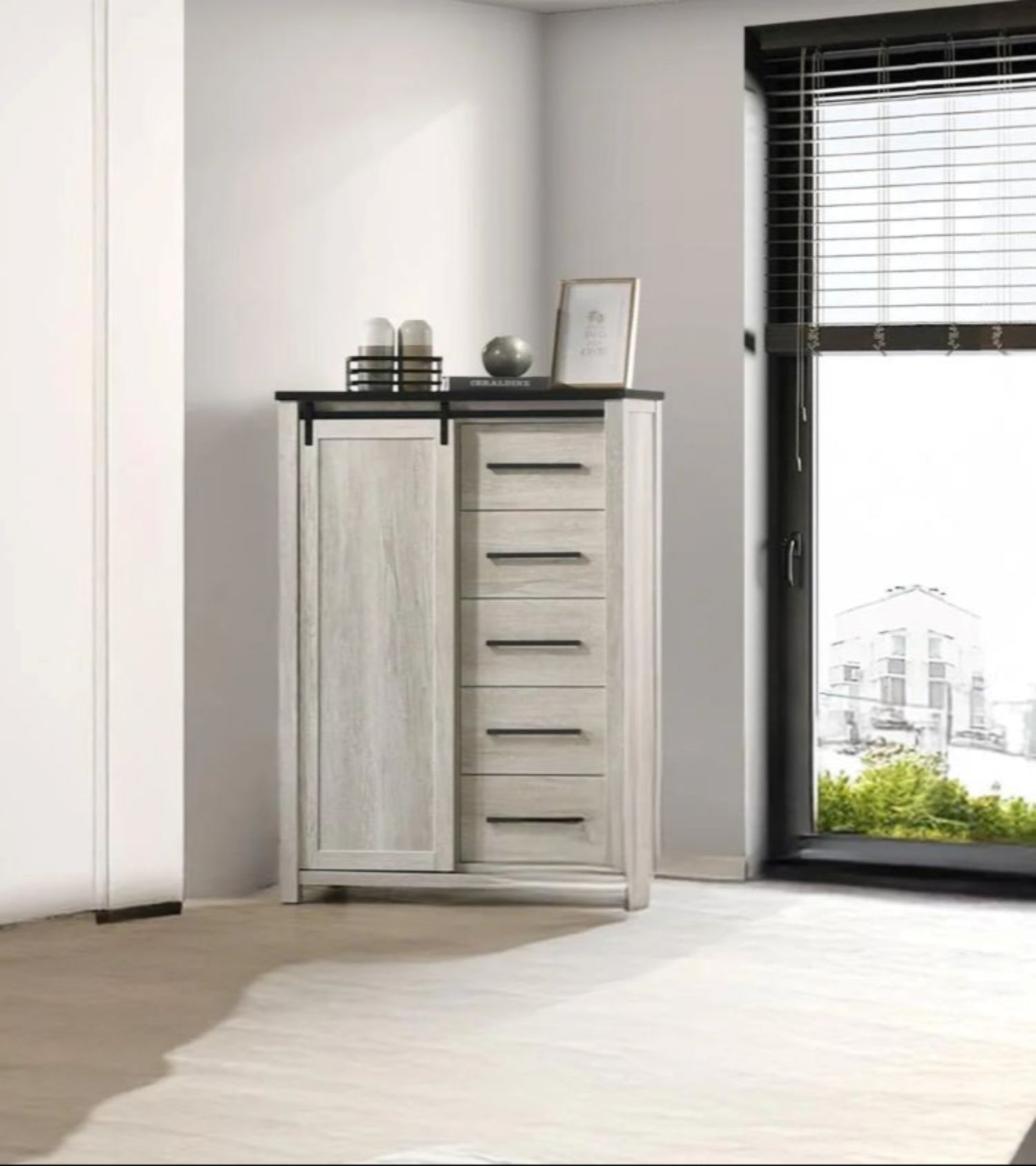 Heritage Wooden Bedroom Set with Built-in LED lighting White Wash 1811