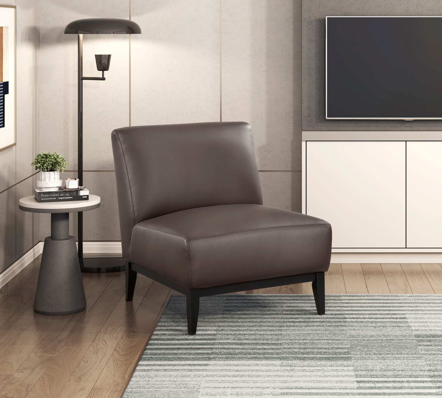 Houghton Dark Brown Top Grain Leather Accent Chair 1129
