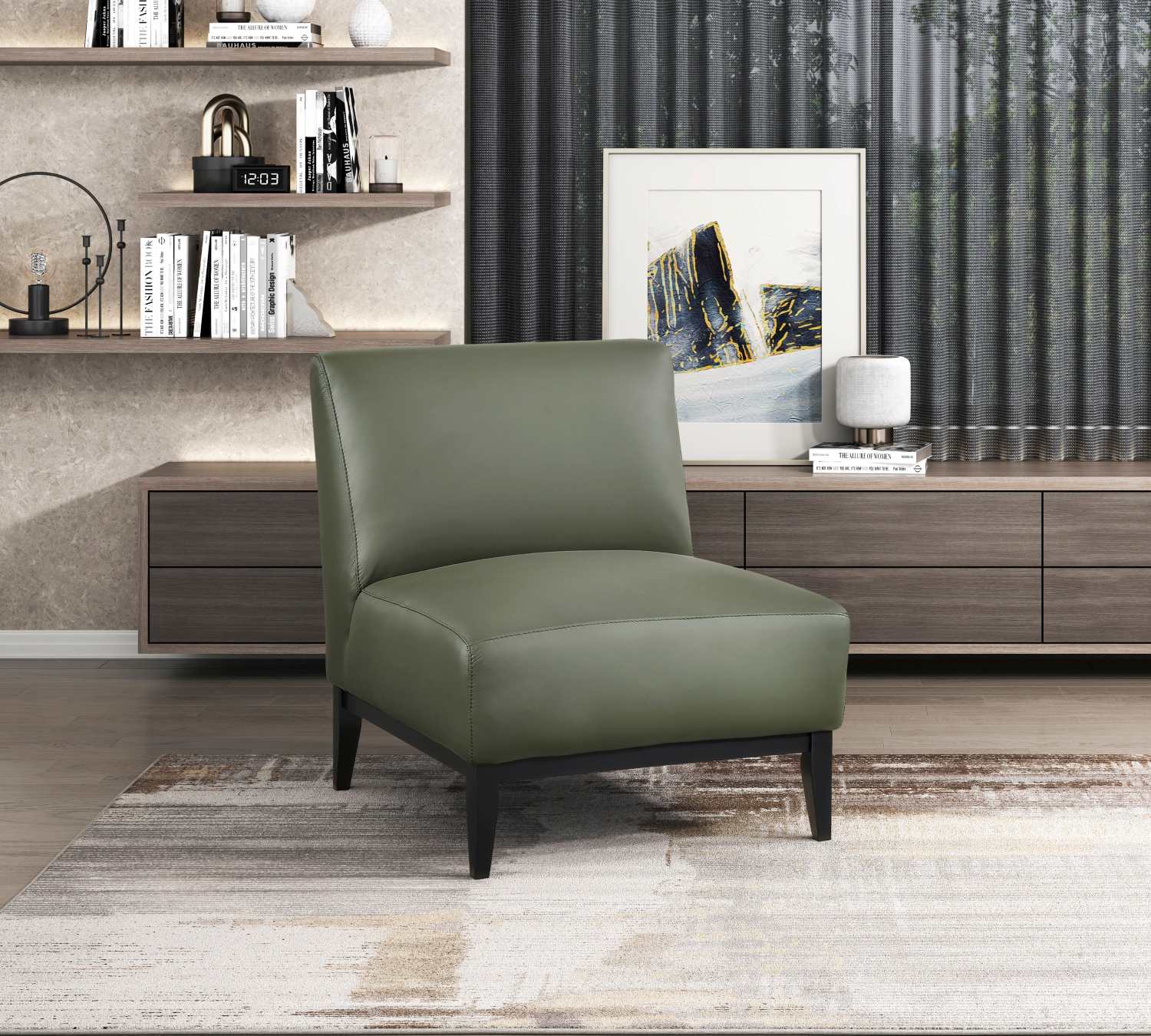 Houghton Green Top Grain Leather Accent Chair 1129