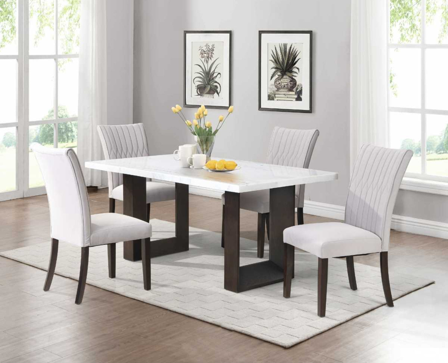 Hyperion Marble Dining Table with Wooden Base 5766
