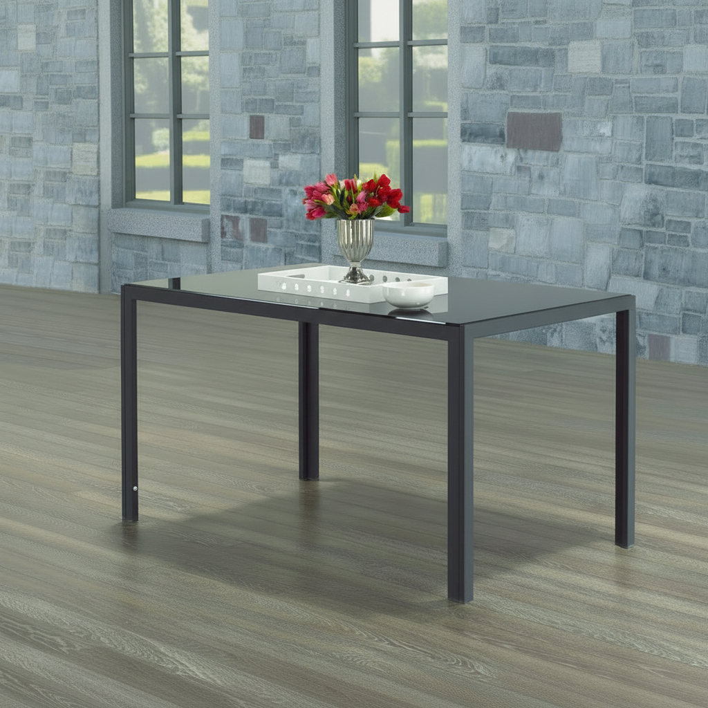 Black Tempered Glass Dining Table 5054
