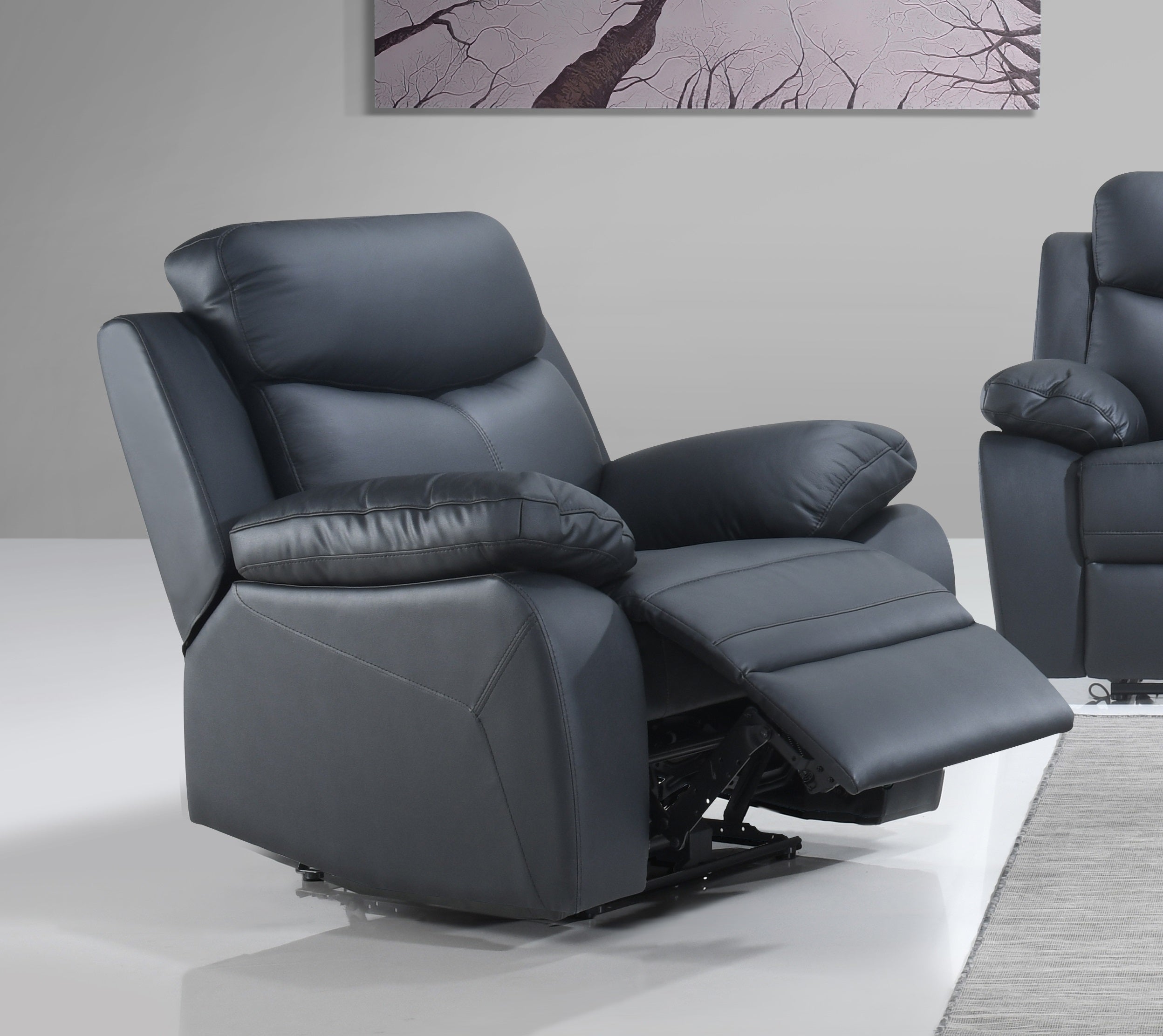 Black Genuine Leather Power Recliner Chair IF-8120