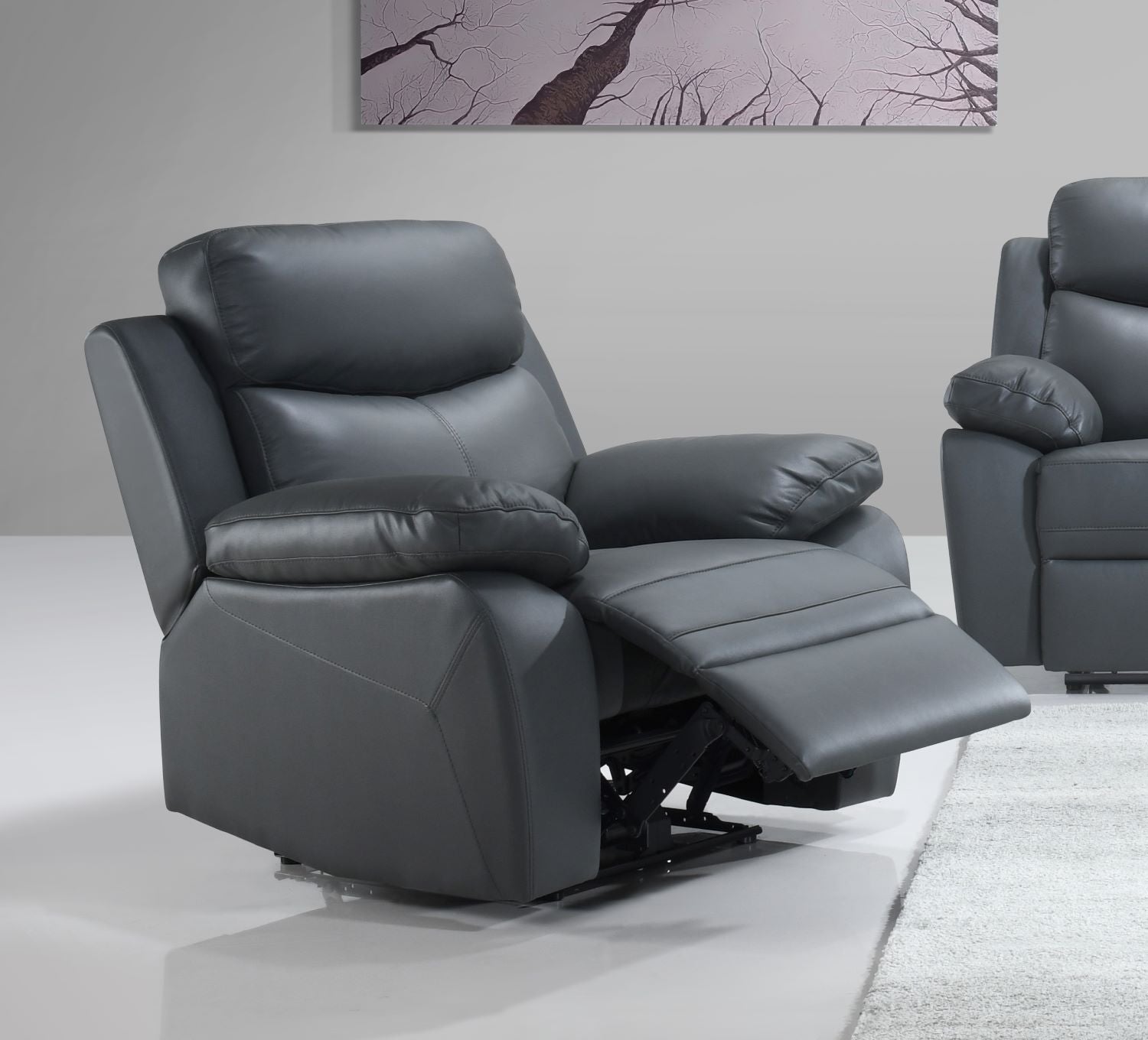 Grey Genuine Leather Power Recliner Set IF-8121