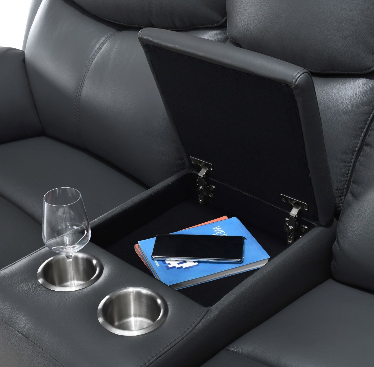 Grey Genuine Leather Power Recliner Set IF-8121