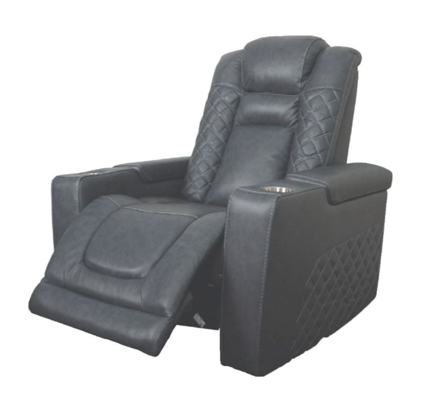 Inox Power Reclining Chair Top Grain Leather Blue 2775