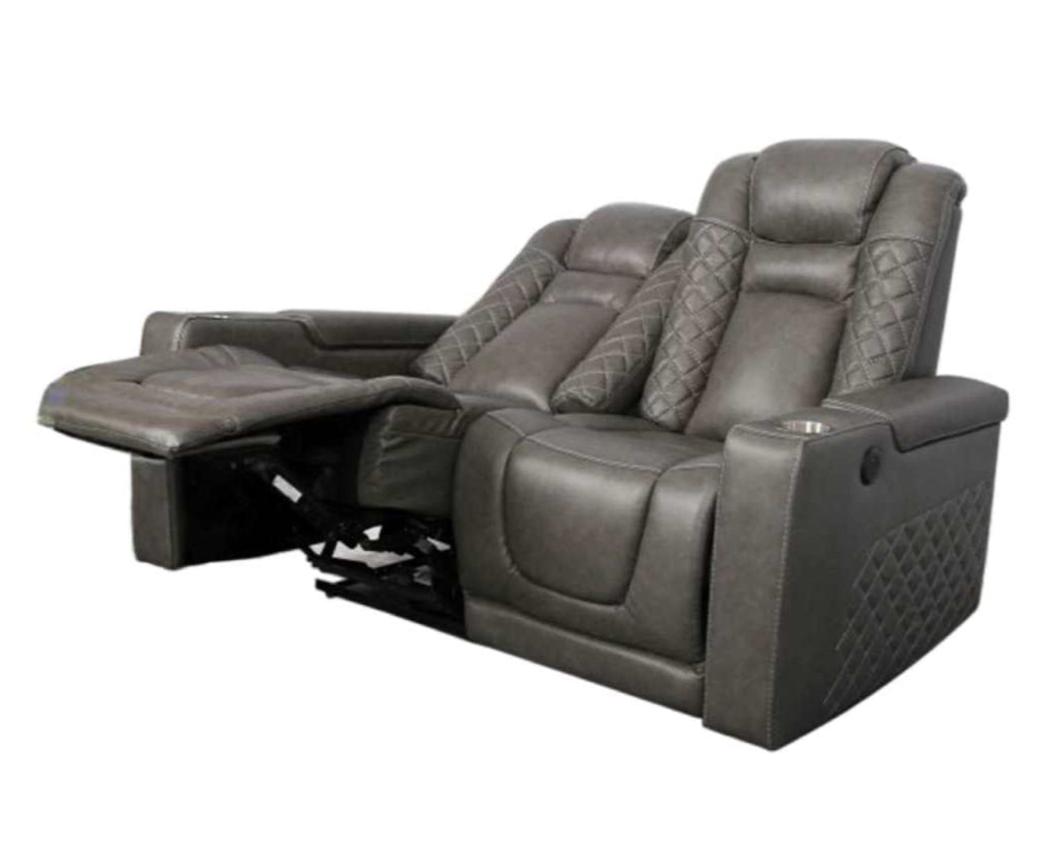 Inox Power Reclining Loveseat Top Grain Leather Grey 2775