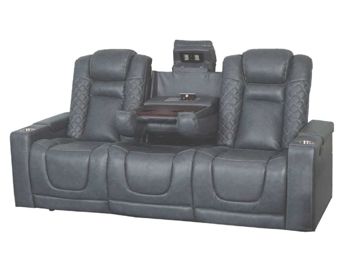 Inox Power Reclining Sofa Top Grain Leather Blue 2775