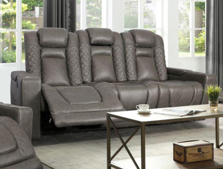 Inox Power Reclining Sofa Top Grain Leather Grey 2775
