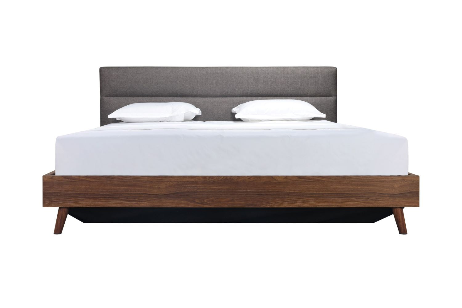 Izzy Walnut & Grey Upholstered Platform Bed with Lift Storage 5898