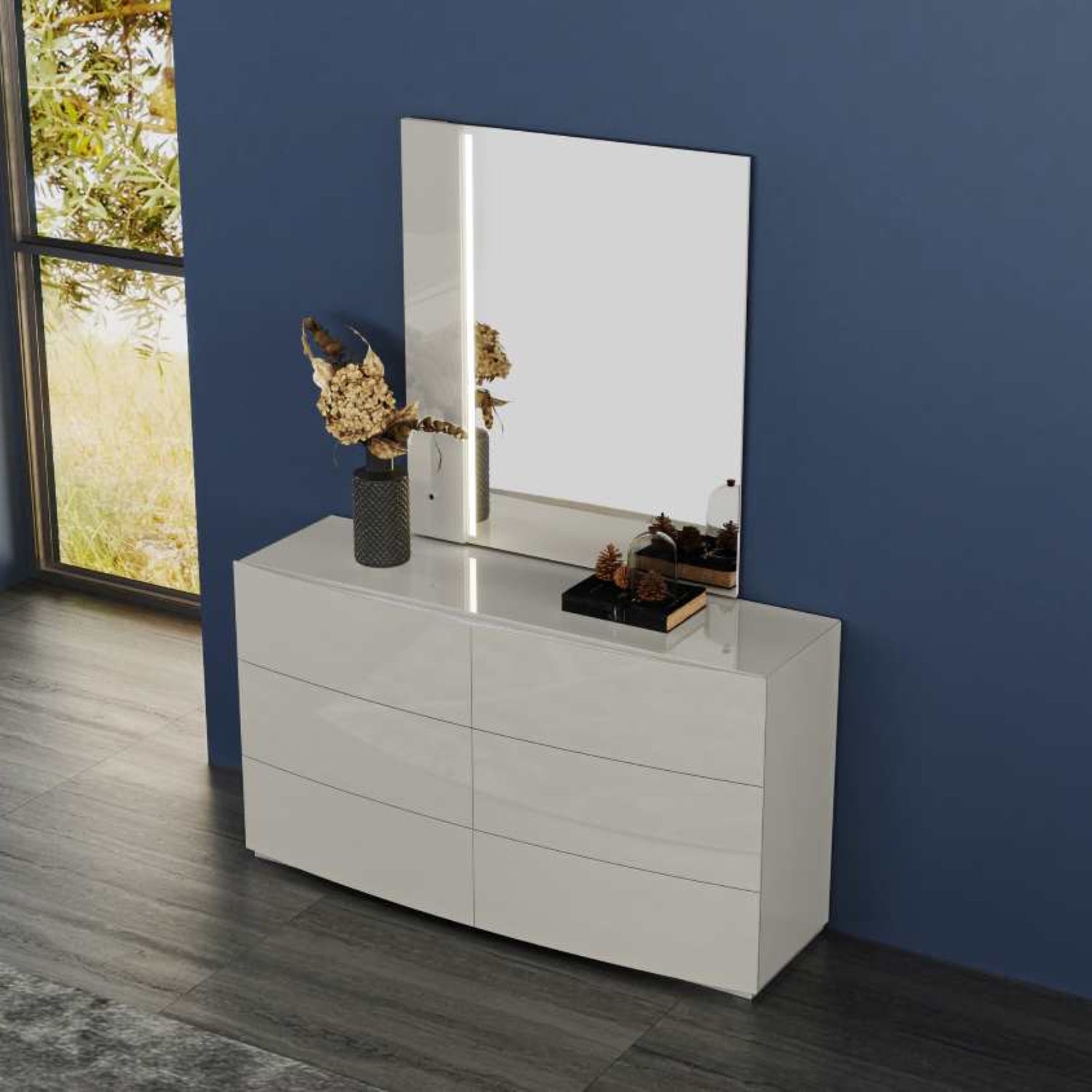 Jaice Hydraulic Lift High Gloss Lacquer Bedroom Set Grey SB73