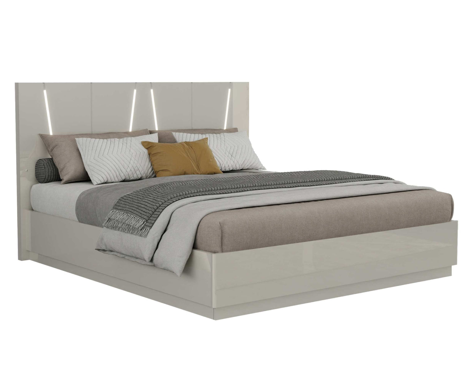Jaice Hydraulic Lift High Gloss Lacquer Bedroom Set Grey SB73