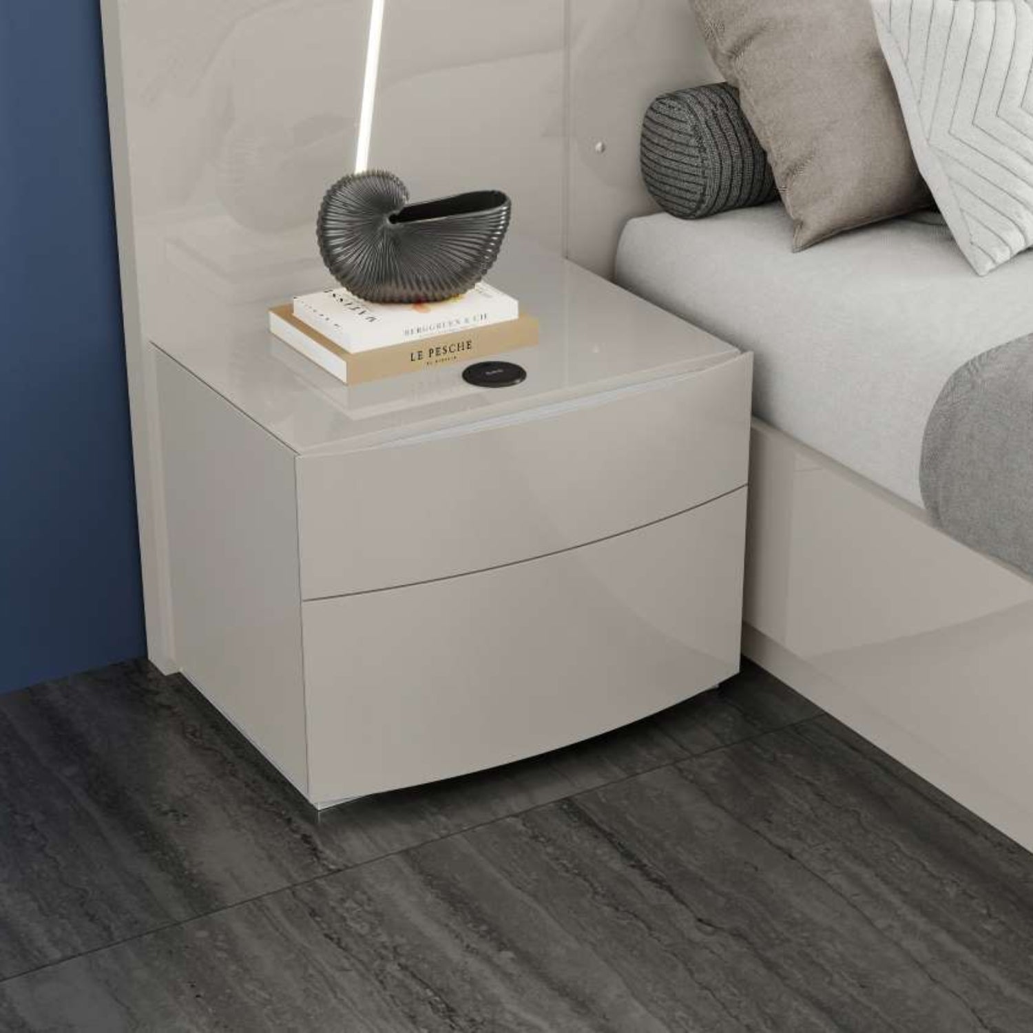 Jaice Hydraulic Lift High Gloss Lacquer Bedroom Set Grey SB73