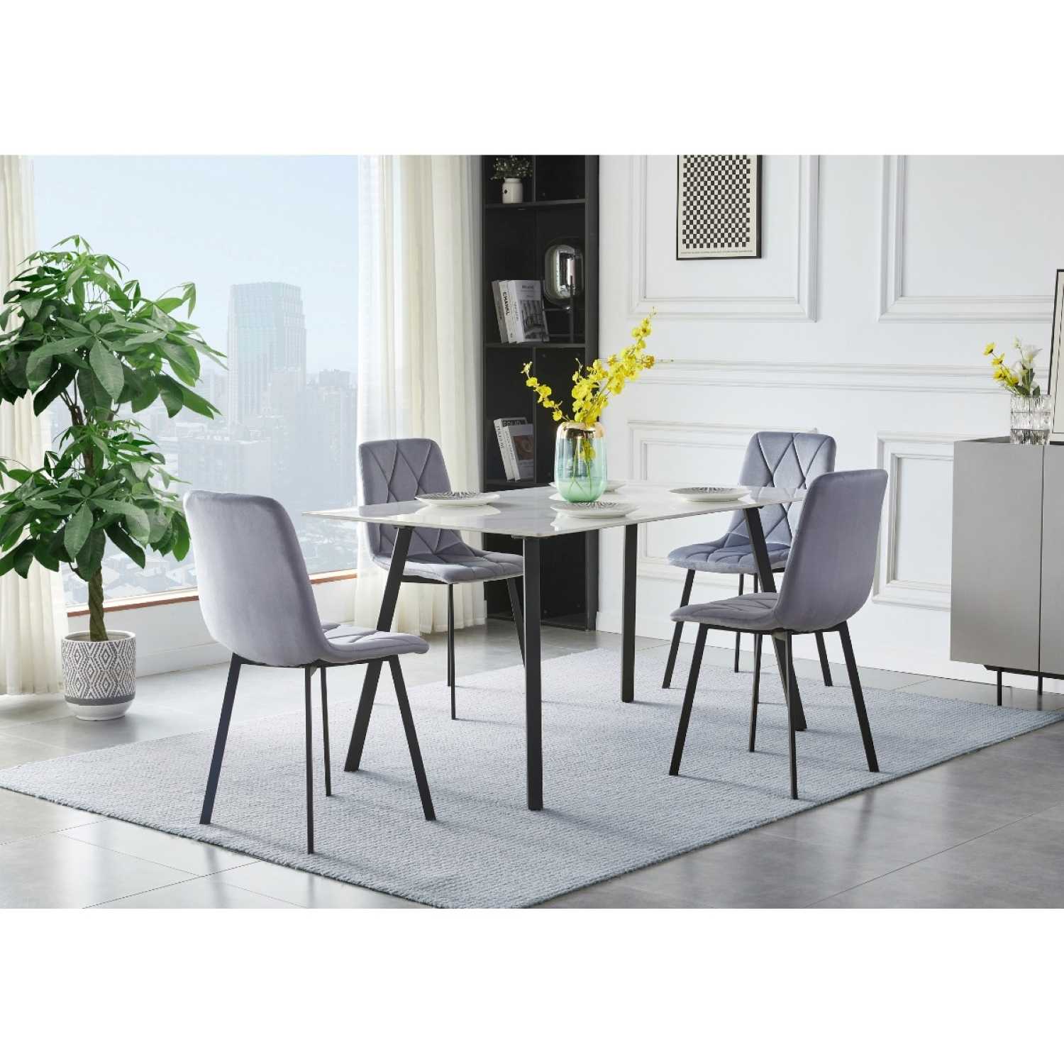 Jolie 5 PC Sintered Stone Top Dining Set 6886