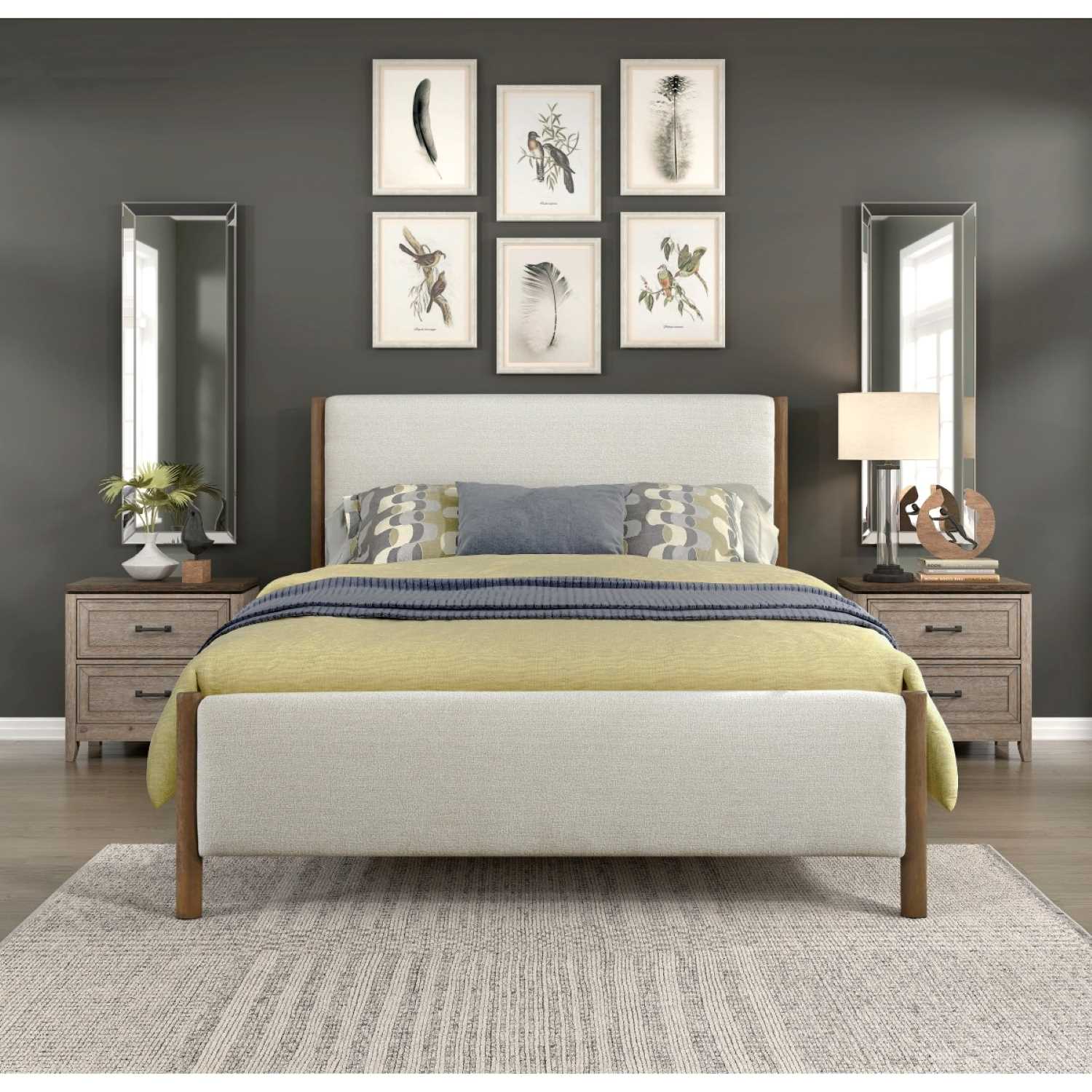 Julian Beige Chenille Fabric Bed 1587