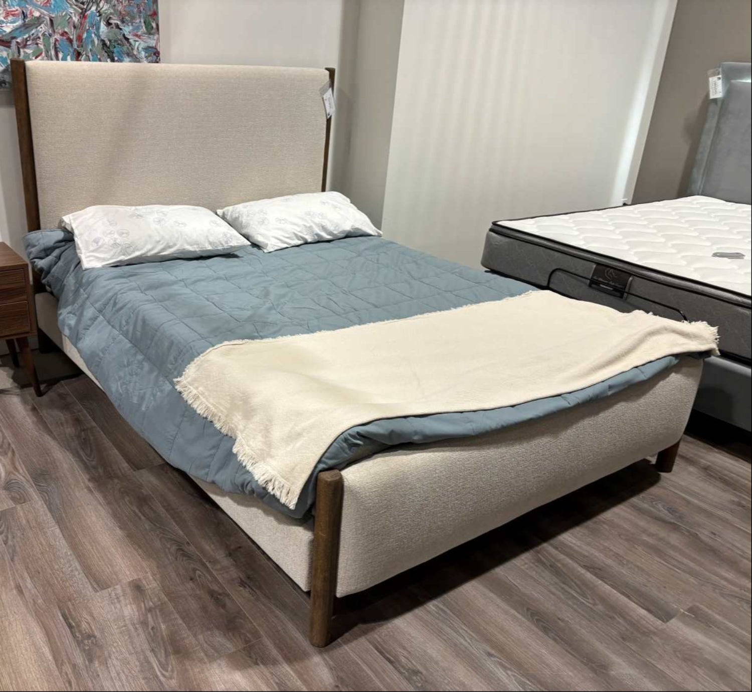 Julian Beige Chenille Fabric Bed 1587