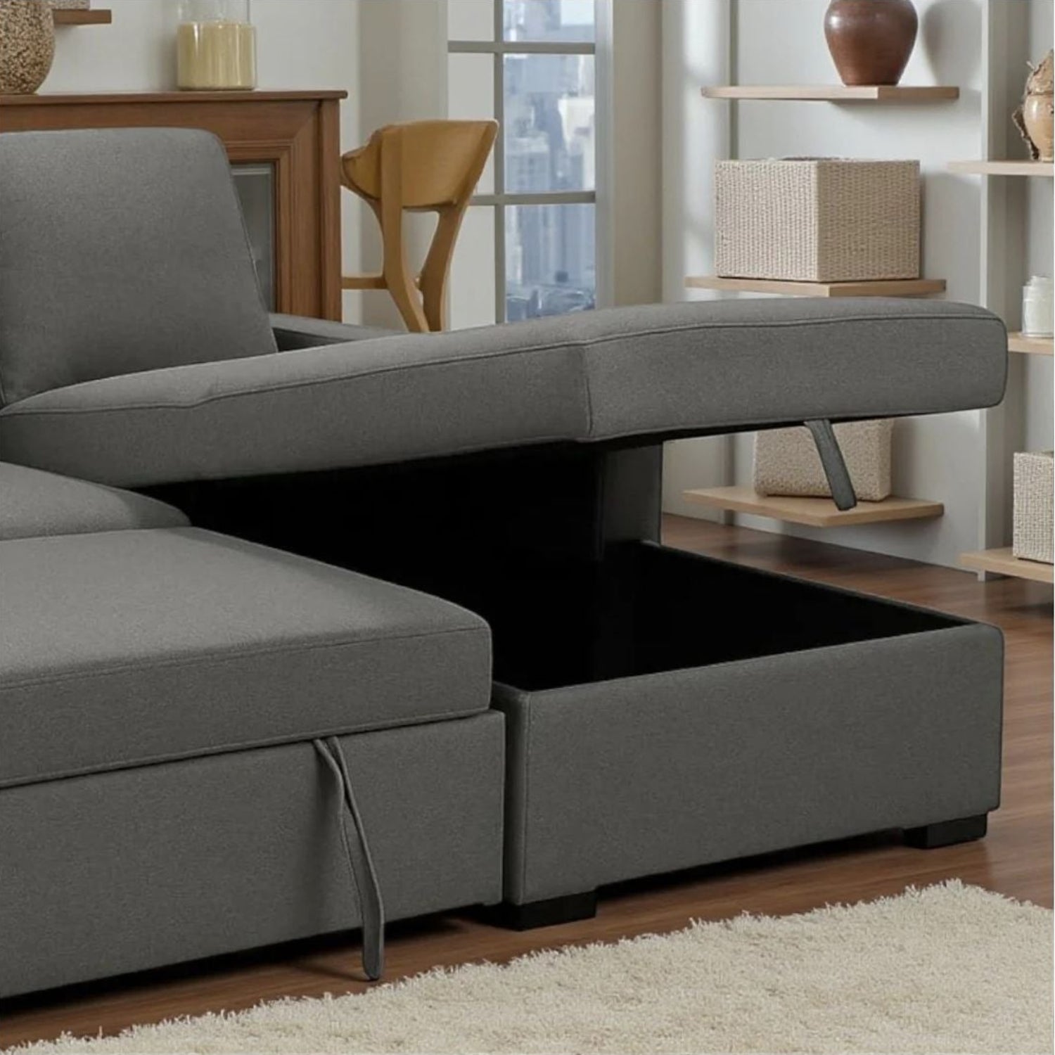 Julie Reversible Grey Fabric Sofa Bed