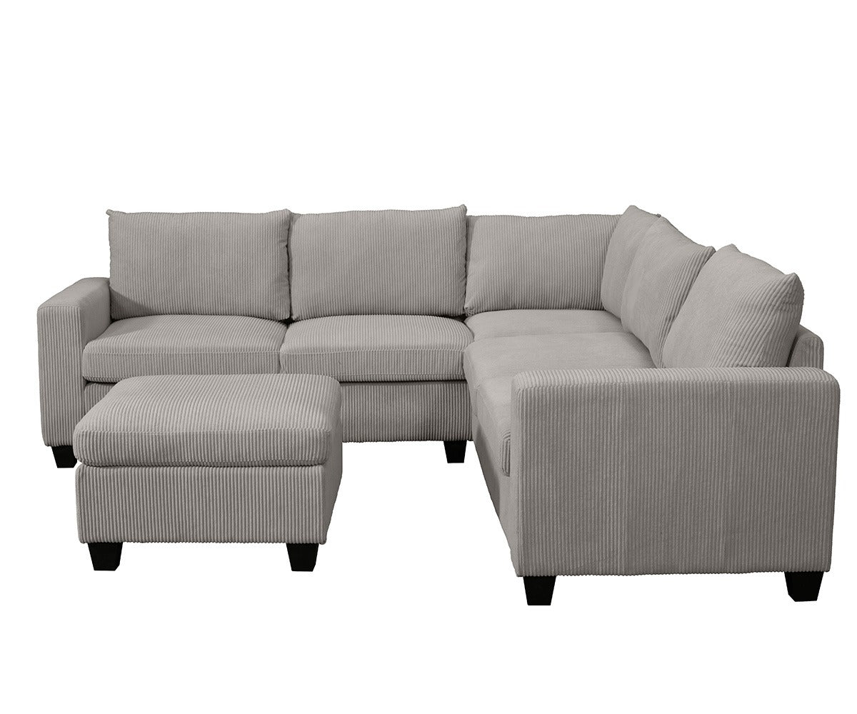 Kaden Mink Fabric Sectional Grey KM0524