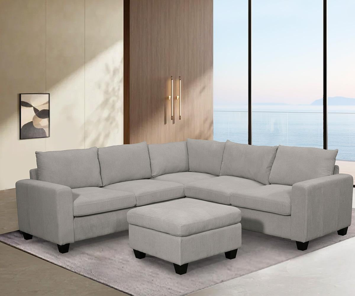 Kaden Mink Fabric Sectional Grey KM0524