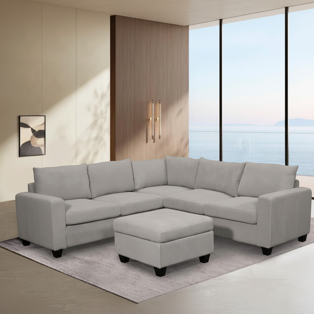 Kaden Mink Fabric Sectional Grey KM0524