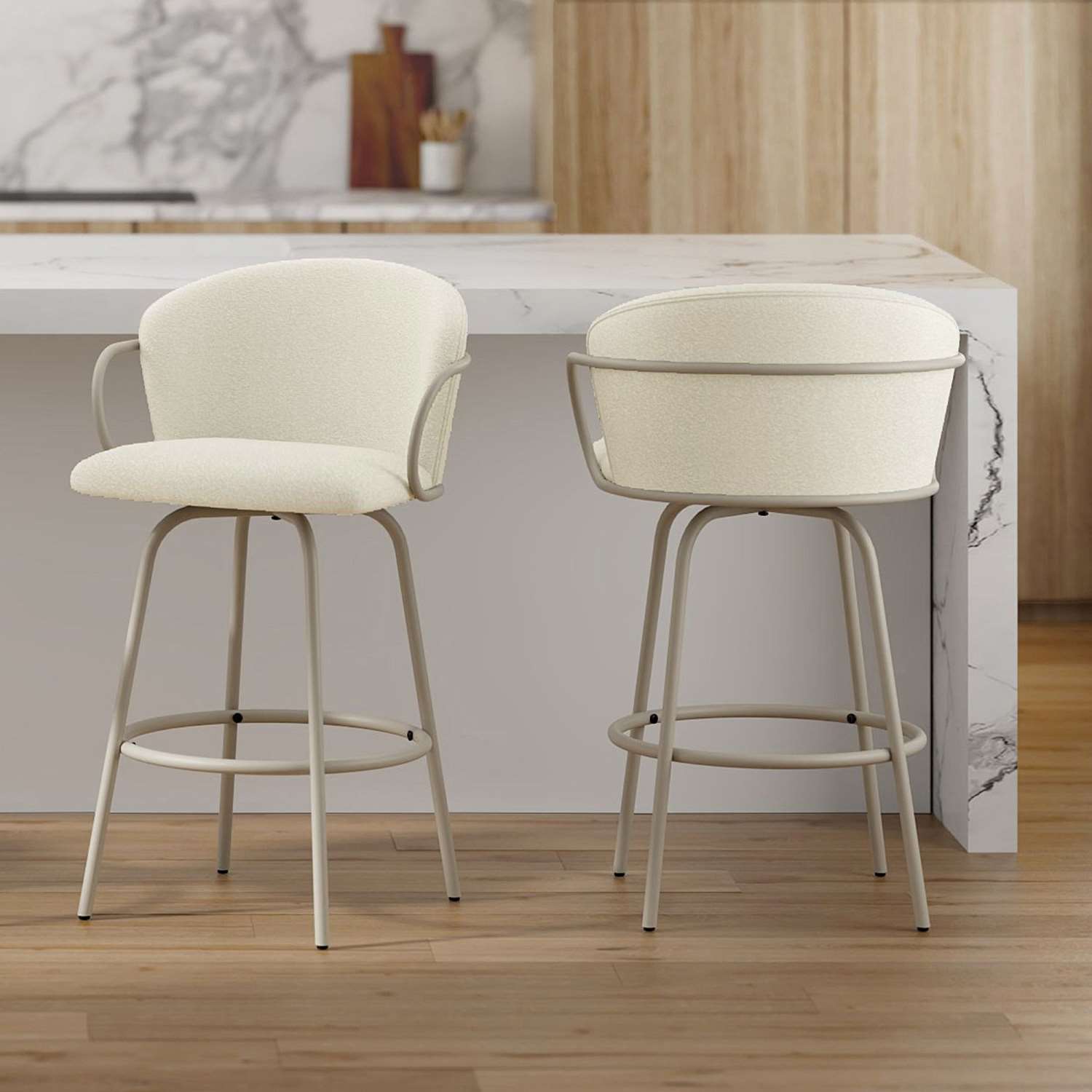 Kalani 26" Beige Swivel Counter Stool Set of 2 203-995BG